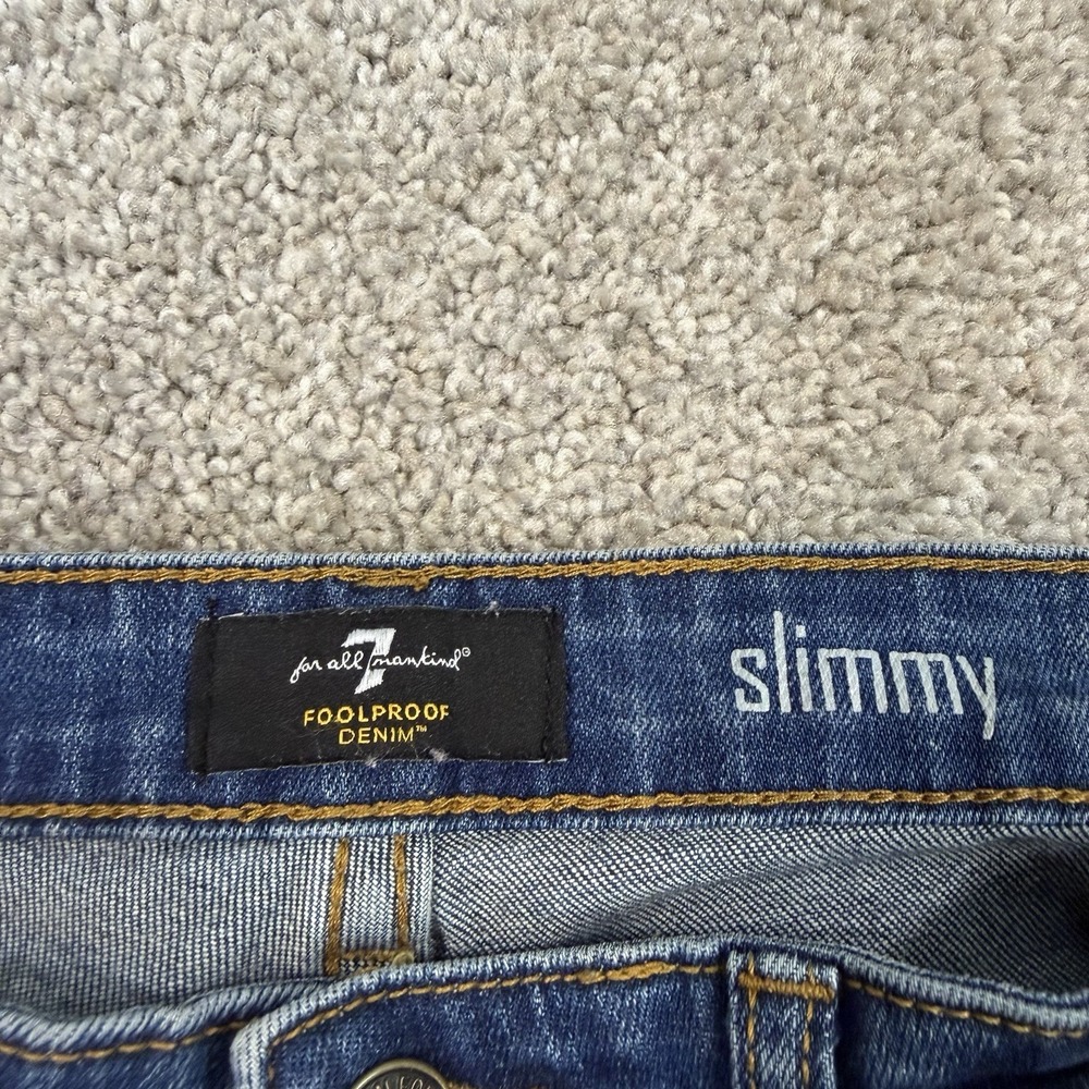 7 For All Mankind Slimmy Jeans Blue Womens 14 Stretch Slim Fit Premium Denim - Picture 2 of 8
